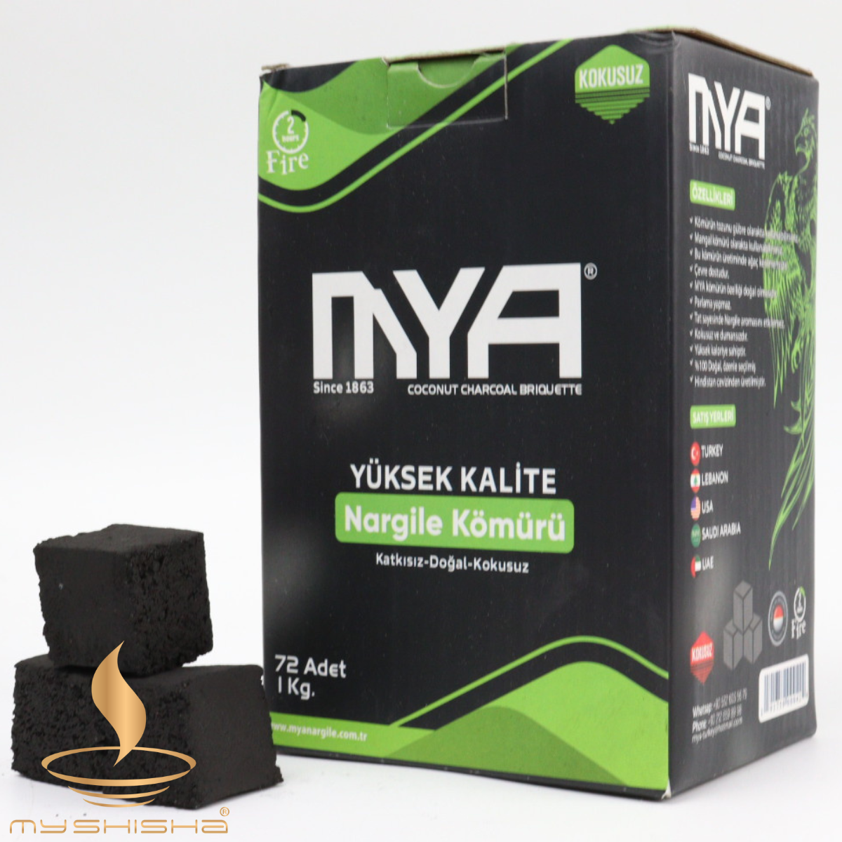MYA YESİL 25MM NARGILE KÖMÜRÜ 1KG
