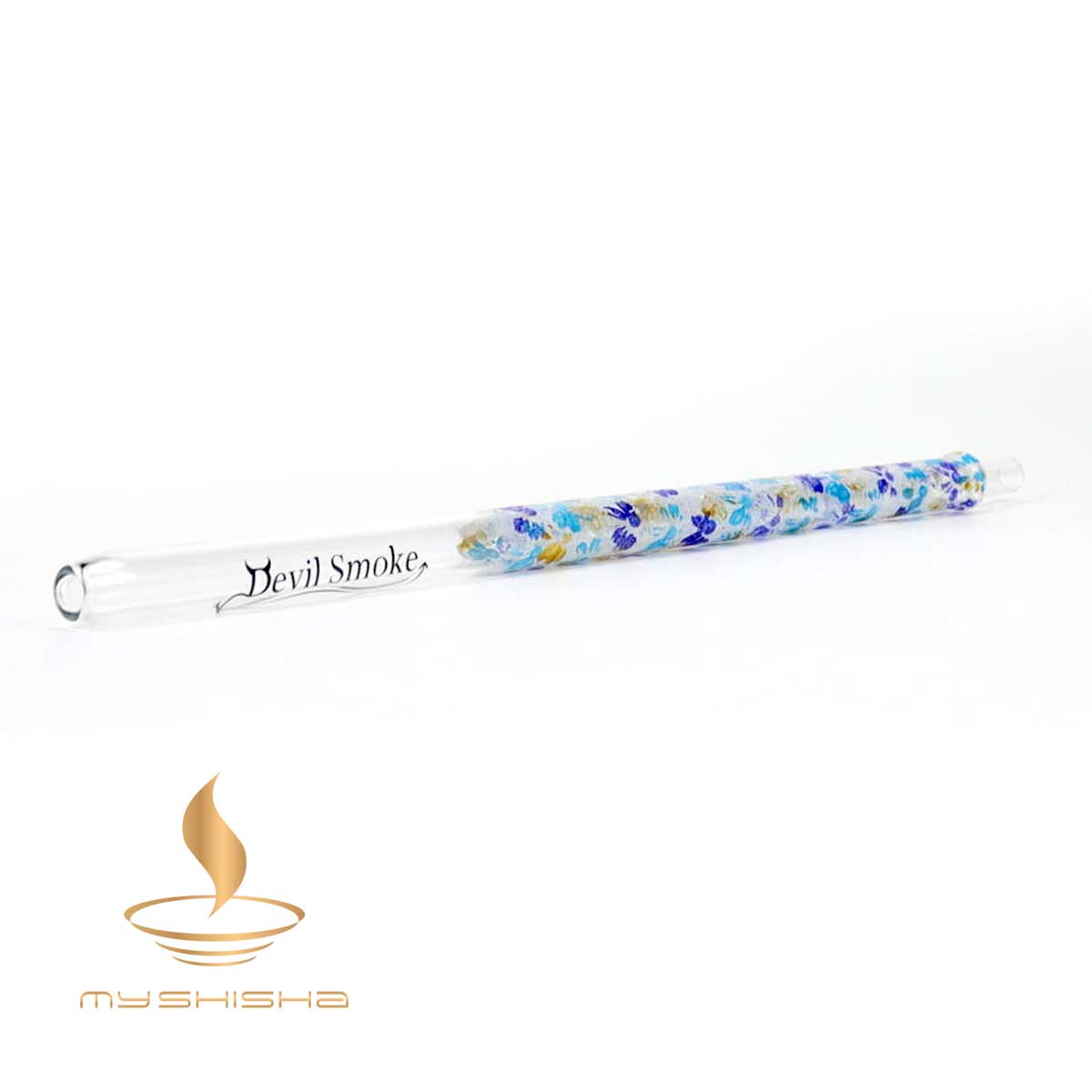 DEVIL SMOKE ÇİÇEĞİ CAM AĞIZLIK MAVİ AÇIK MAVİ ALTIN