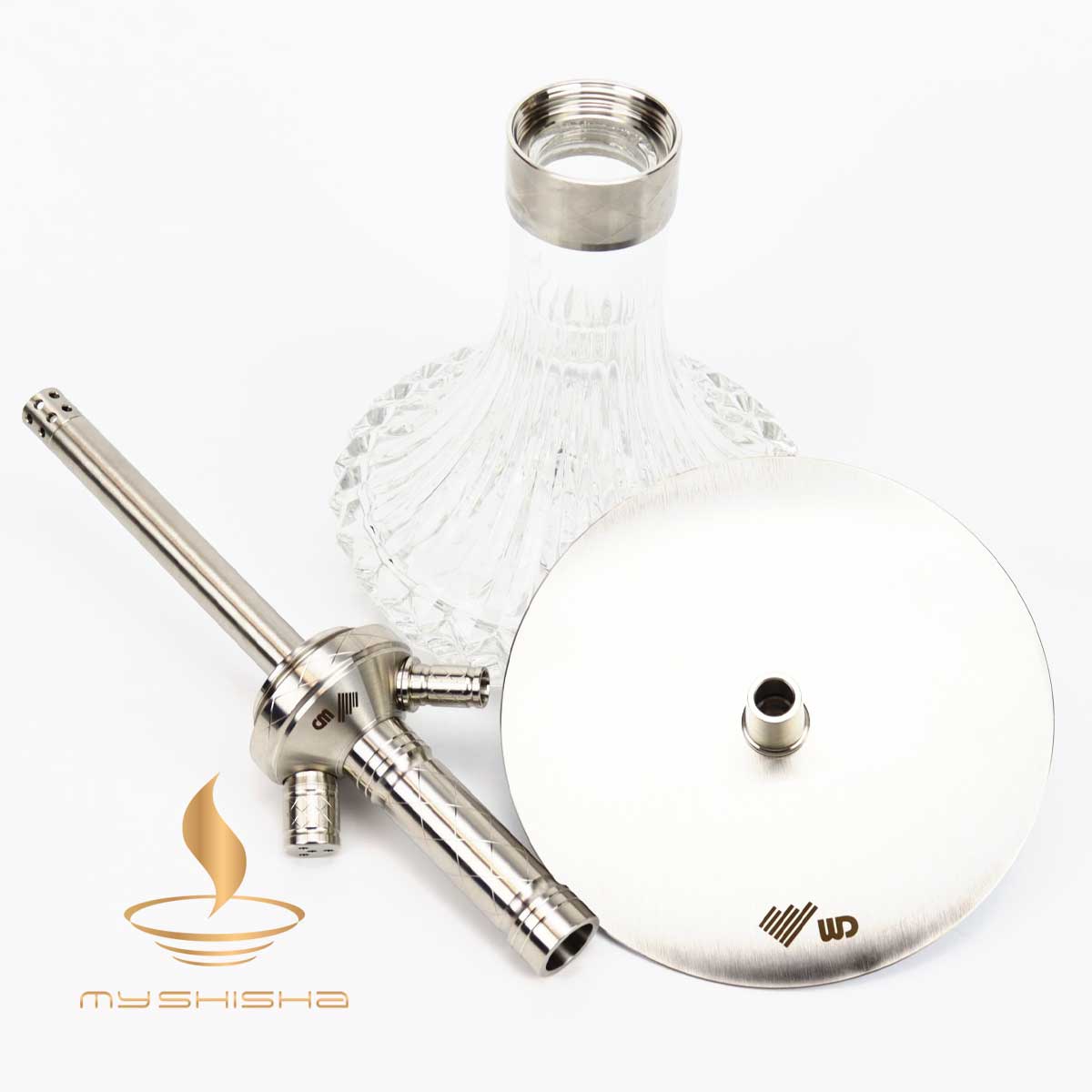 WD HOOKAH EDELSTAHL SHISHA X1.0-3 SILBER TRANSPARENT