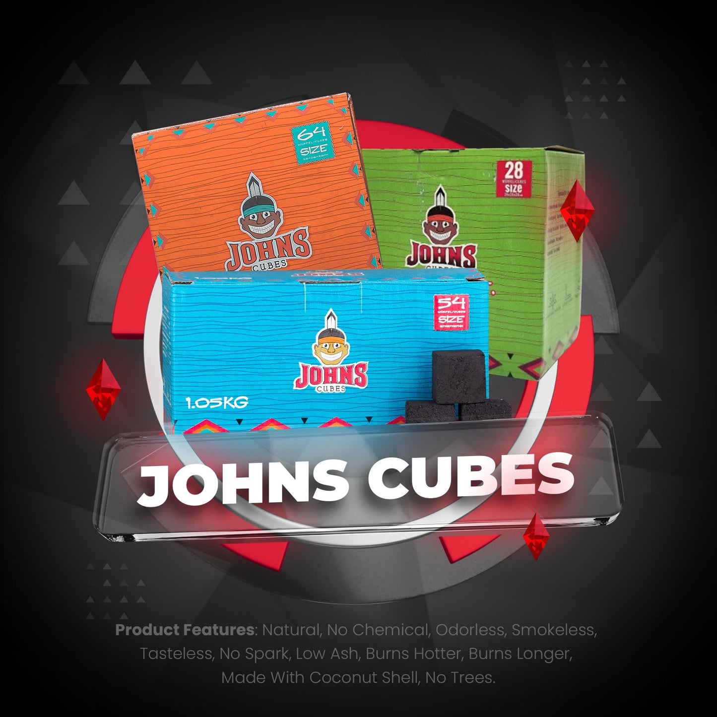 JOHNS CUBE 27ER NARGILE KÖMÖRÜ 6 adet mini box