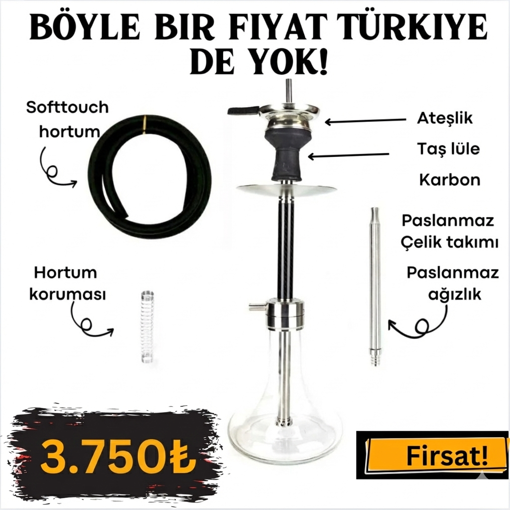 MY SHISHA GHOST CARBON NARGILE TAKIM FULL SET