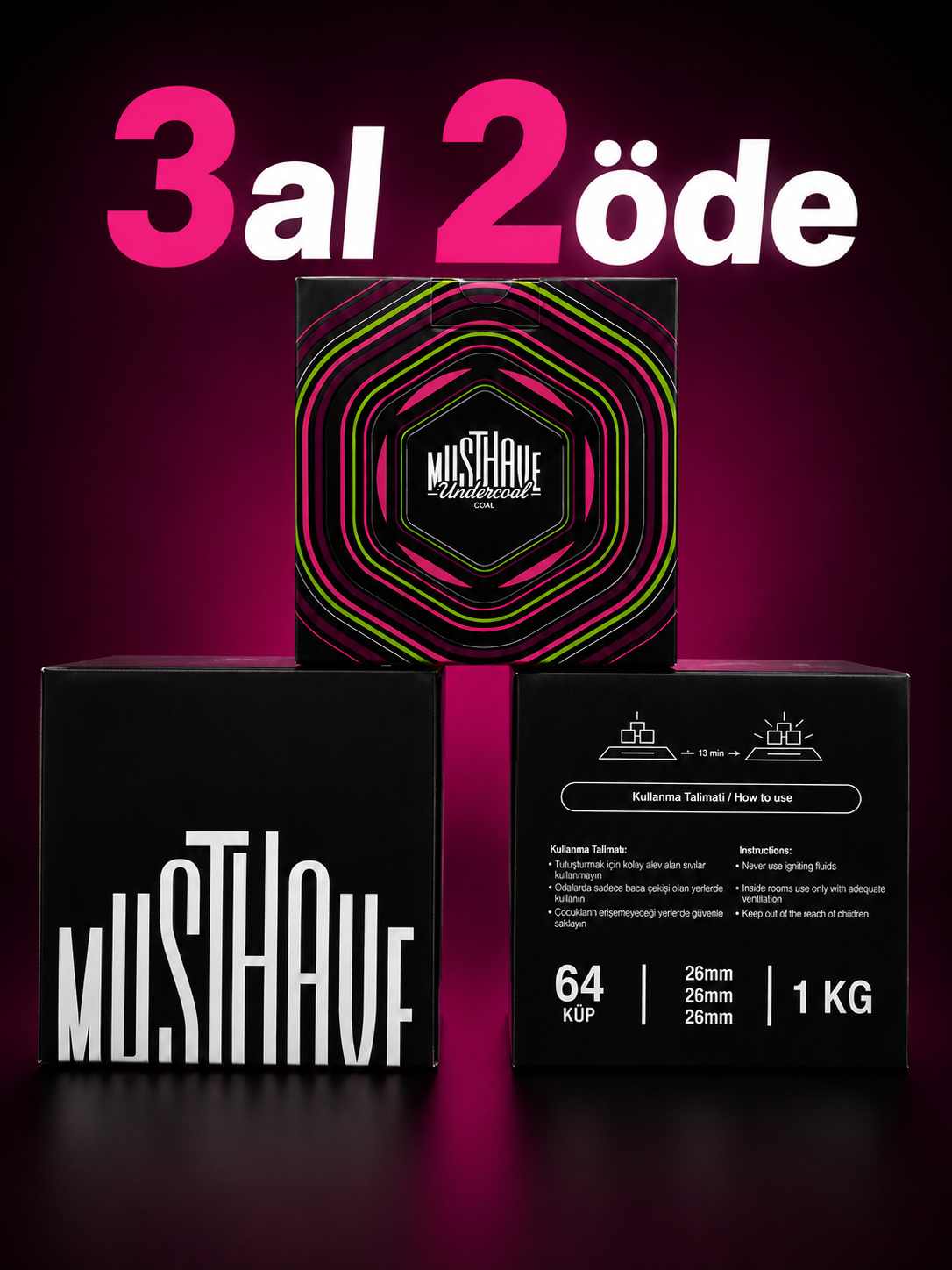 3AL 2ÖDE MUSTHAVE 26MM KÖMÖRÜ 3x 1kg