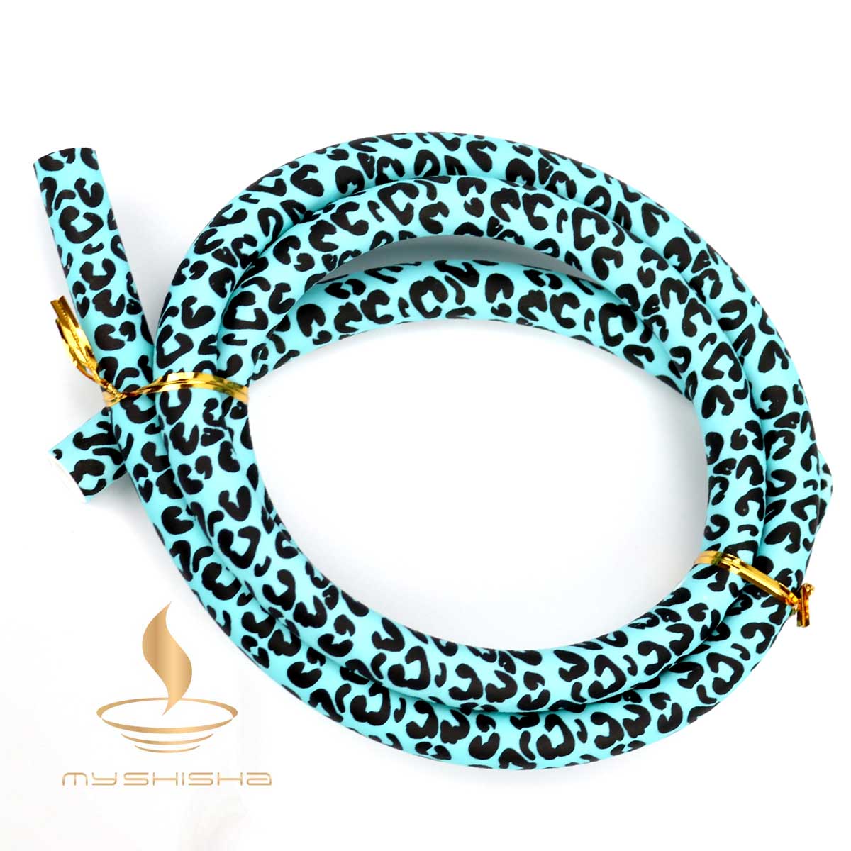 MY SHISHA SİLİKON HORTUM DESENLİ LEOPAR TURKUAZ