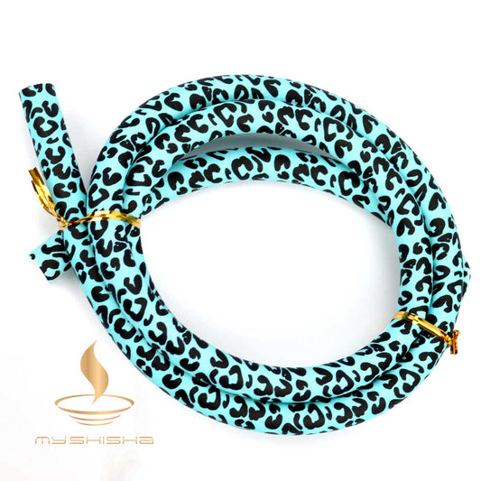 MY SHISHA SİLİKON HORTUM DESENLİ LEOPAR TURKUAZ
